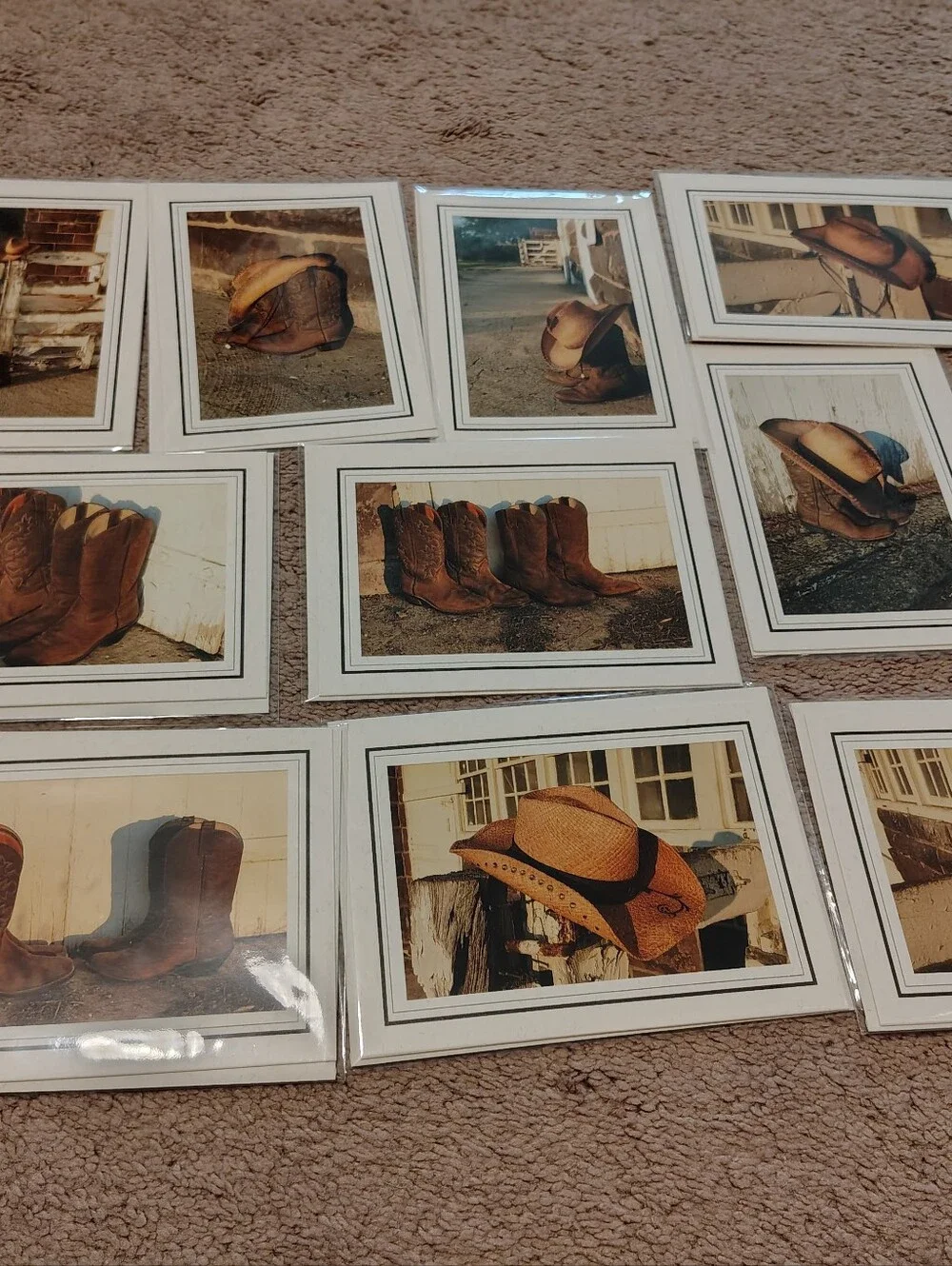 Set Of 10 Blank Cowboy/Cowgirl Greeting Cards. New.